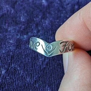 18K White Gold Plated Wishbone Ring Size 5.5